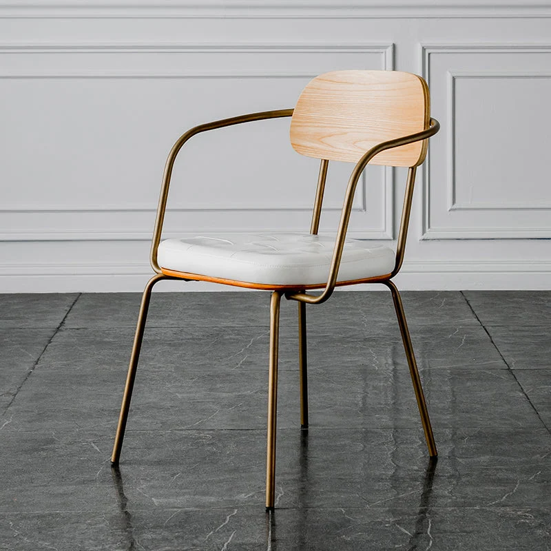 Industrial Open Back Arm Chairs PU Leather Dining Chairs for Home