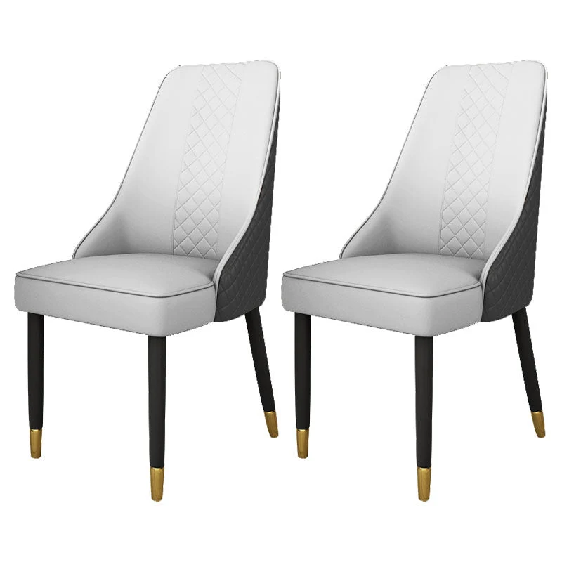 Glam Wood Dining Armless Chair Faux Leather Dining Chair for Home Use
