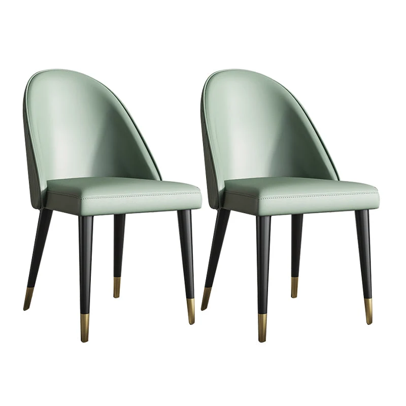 Glam Faux Leather Dining Chairs Armless Side Chairs with Wood Legs for Kitchen