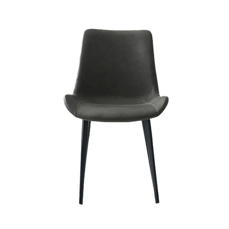 Industrial Style Solid Back Chair for Kitchen Faux Leather Dining Chairs
