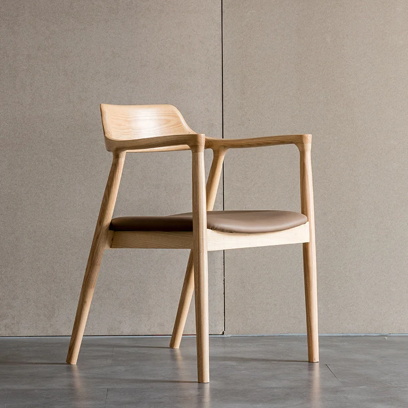 Traditional Style Open Back Chair Dining Arm Chair with Wooden Legs for Kitchen