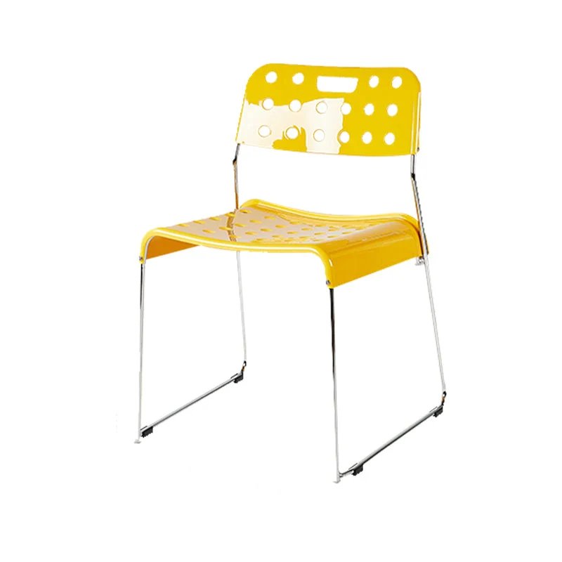 Industrial Armless Kitchen Chair Plastic Open Back Side Dining Chair with Metal Base