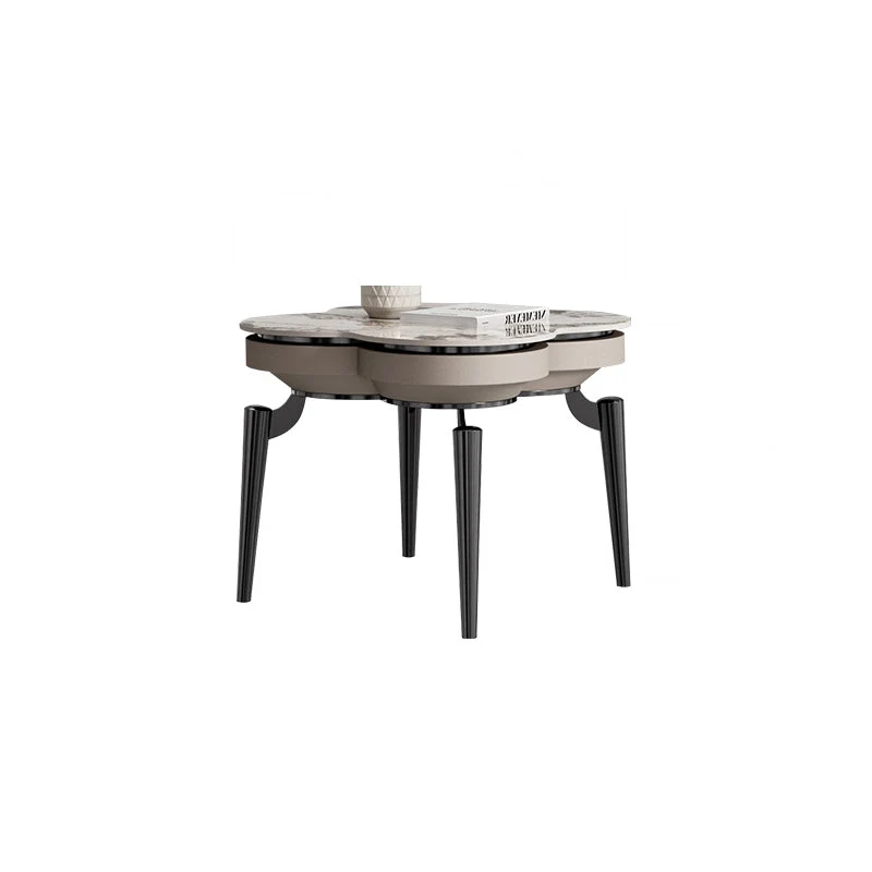 Modern Luxury Clover Round Pandora Rock Slab Stainless Steel Side Table 4-Leg For Living Room
