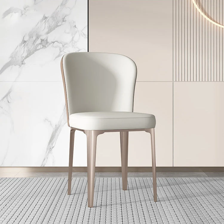 Contemporary Upholstered Dining Chairs Kitchen Dining Armless Chair in White