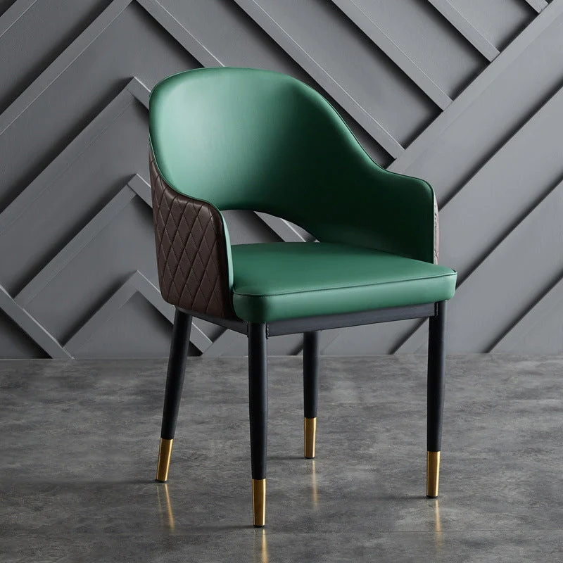 Open Back Dining Arm Chair Modern Style Faux Leather Dining Side Chairs