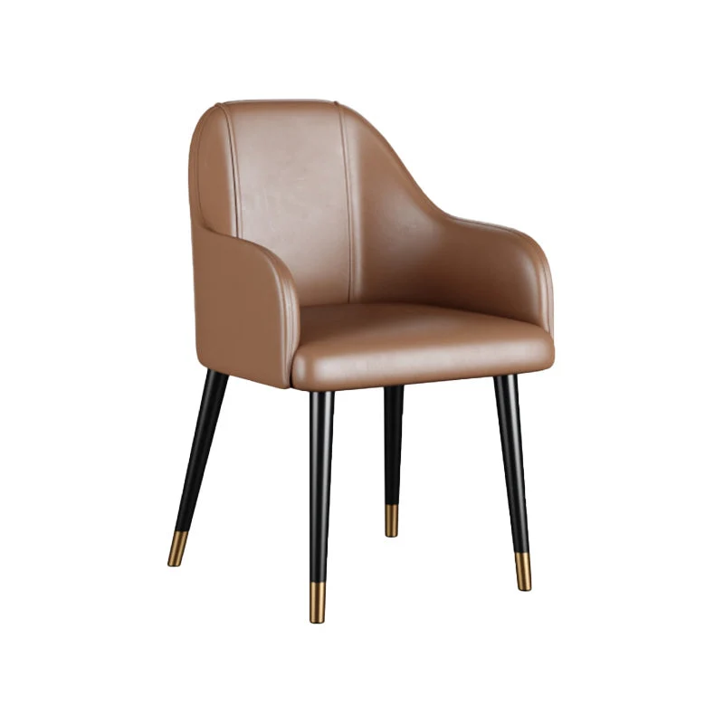 Glam Faux Leather Dining Chairs Metal Arm Dining Room Chairs