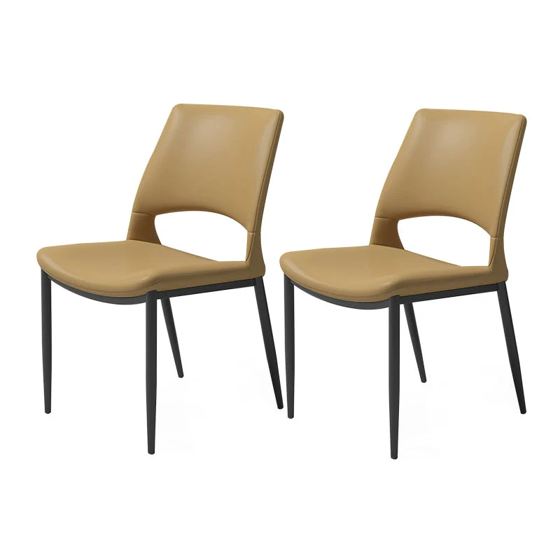 Open Back Side Chair Industrial Style Faux Leather Side Chair