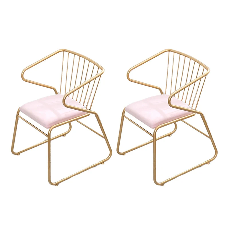 Traditional Metal Kitchen Dining Chair Upholstered Arm Chair with Gold Legs
