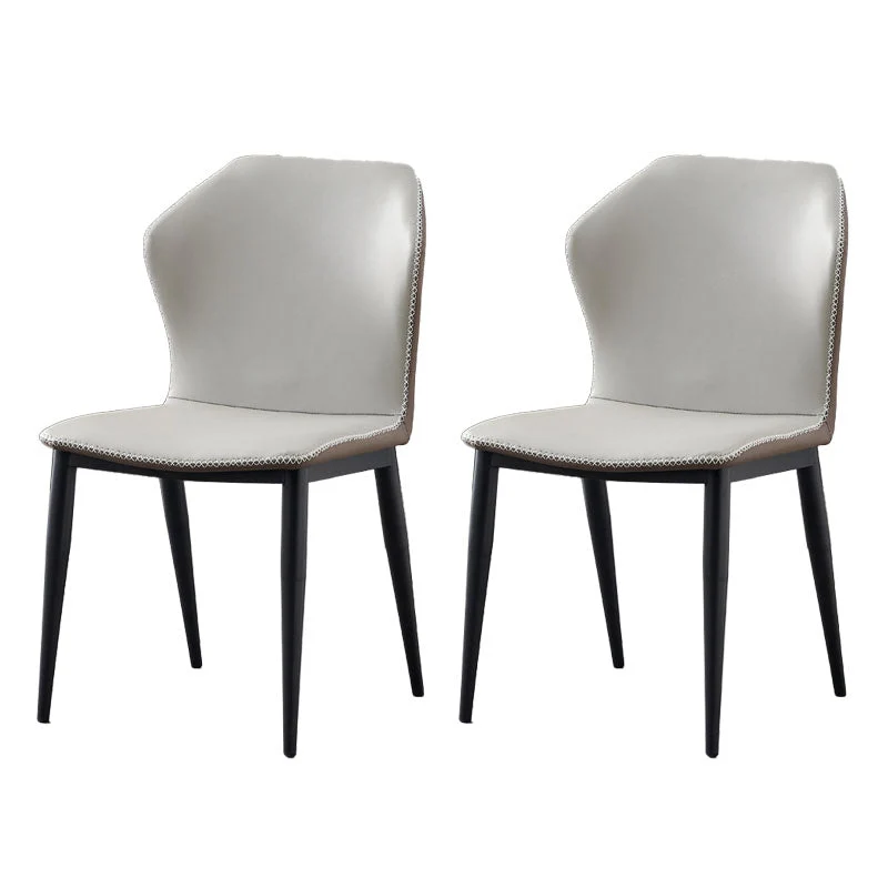 Industrial Style Wingback Armless Chair for Home Faux Leather Dining Chairs