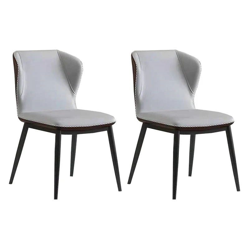 Industrial Style Faux Leather Chairs Wingback Parsons Chair for Home
