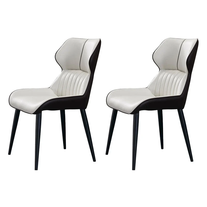 Industrial Wingback Parsons Chair for Kitchen Faux Leather Dining Chairs