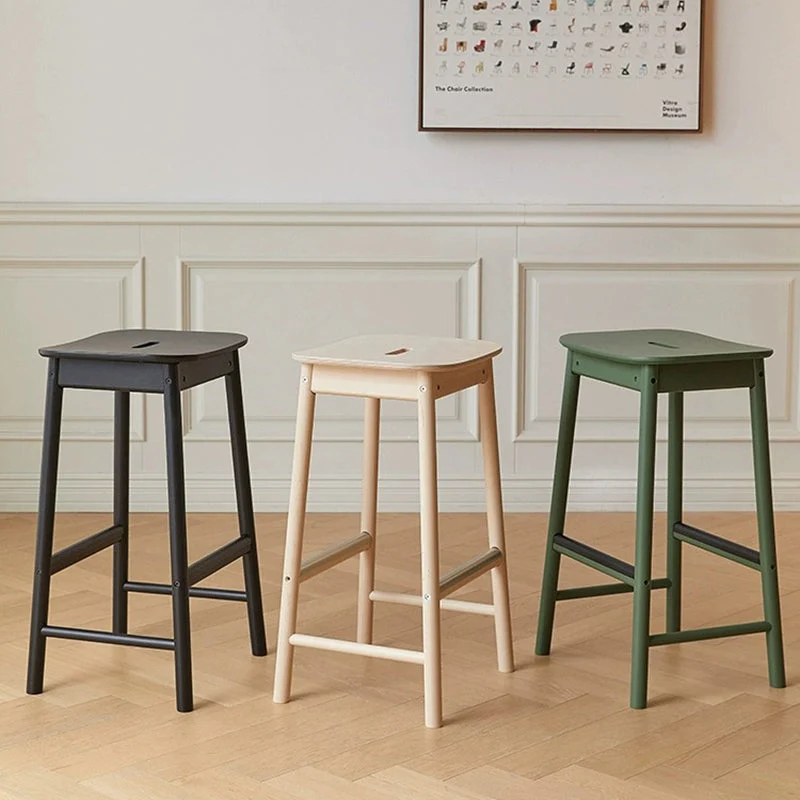 Contemporary Nordic Birch Plywood Rectangular Bar Stool Footrest For Kitchen