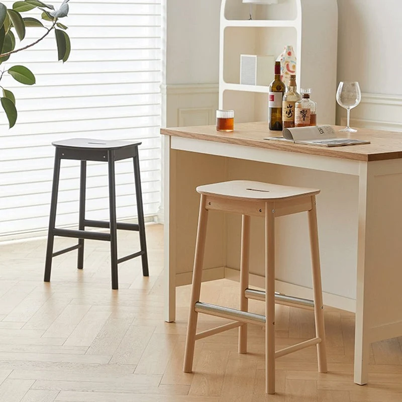 Contemporary Nordic Birch Plywood Rectangular Bar Stool Footrest For Kitchen