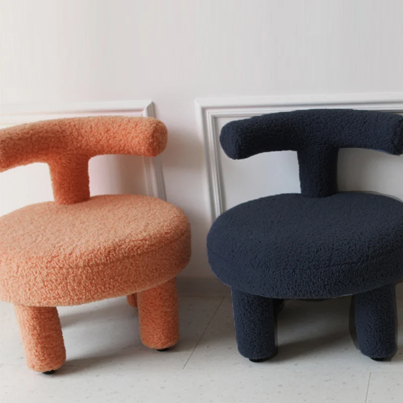 Contemporary Nordic Sherpa Fabric Wood Plywood Sponge Round Chair Backrest For Living Room