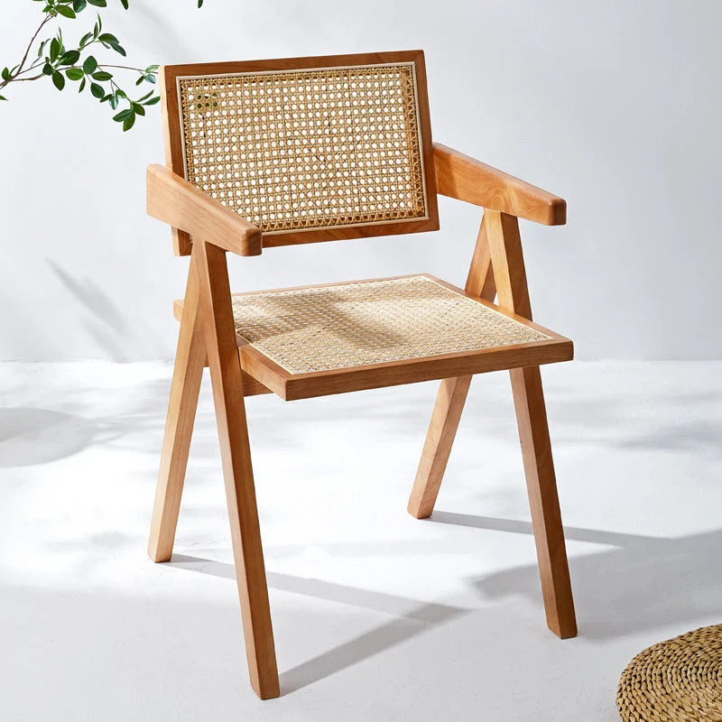 Contemporary Style Chairs Dining Arm Chair with Wooden Legs for Kitchen