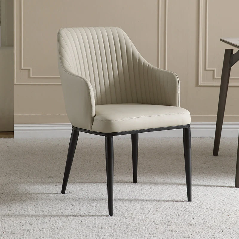 Contemporary Arm Dining Chairs Faux Leather Parsons Dining Side Chair