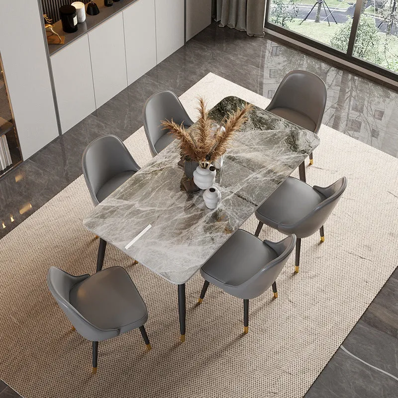 Modern White 72 in Marble Counter Table Rectangle Dining Table for Kitchen