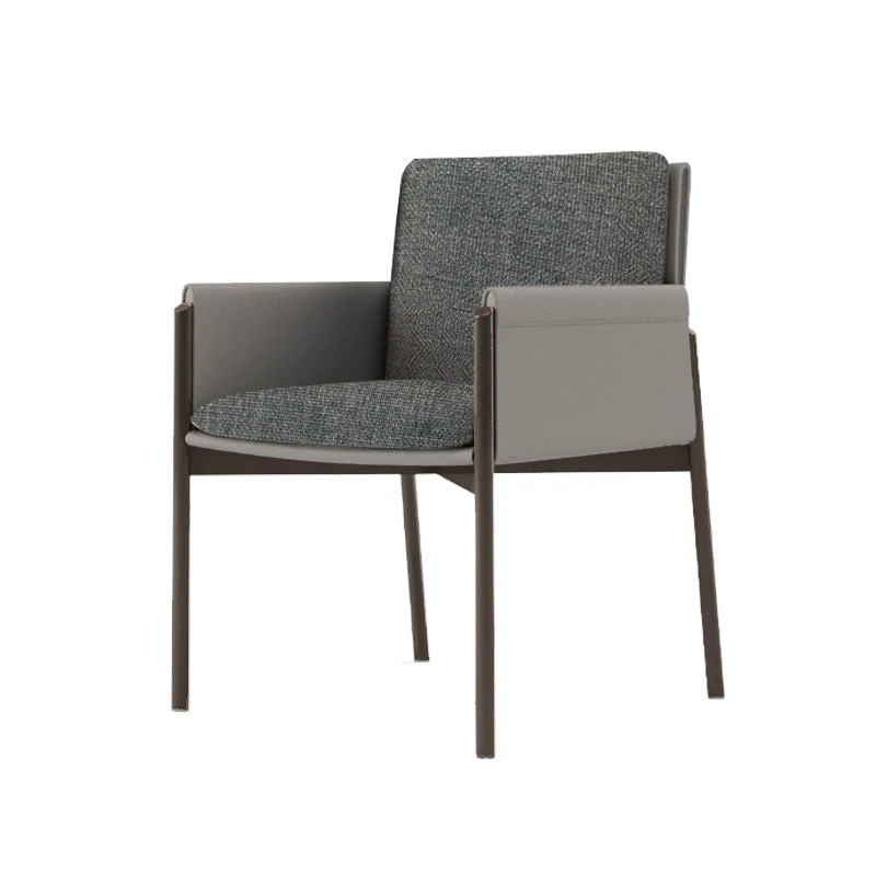 Upholstered Matte Finish Dining Chair Designer Style Conference Room Solid Back Arm Chair