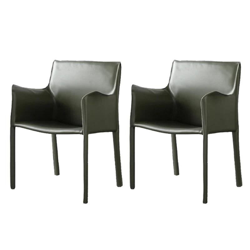 Upholstered Dining Room Chair Modern Style Faux Leather Arm Chair