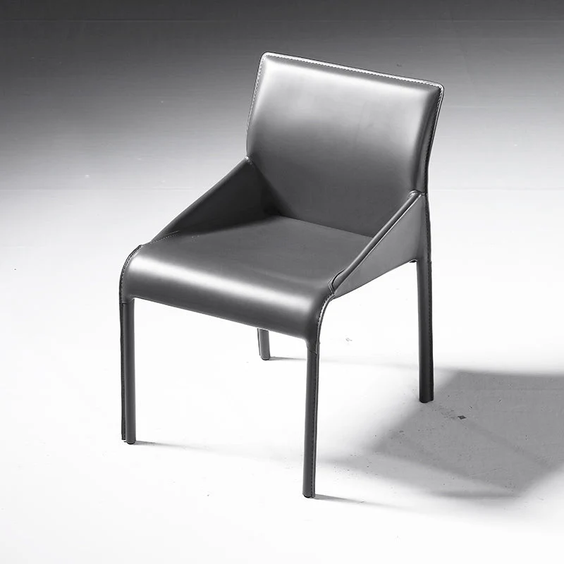 Faux Leather Contemporary Side Chair Matte Finish Solid Back Dining Chair