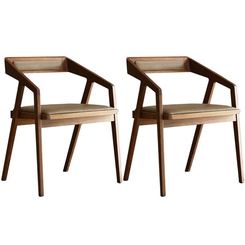 Contemporary Kitchen Dining Armchair Wood Side Dining Chairs in Brown