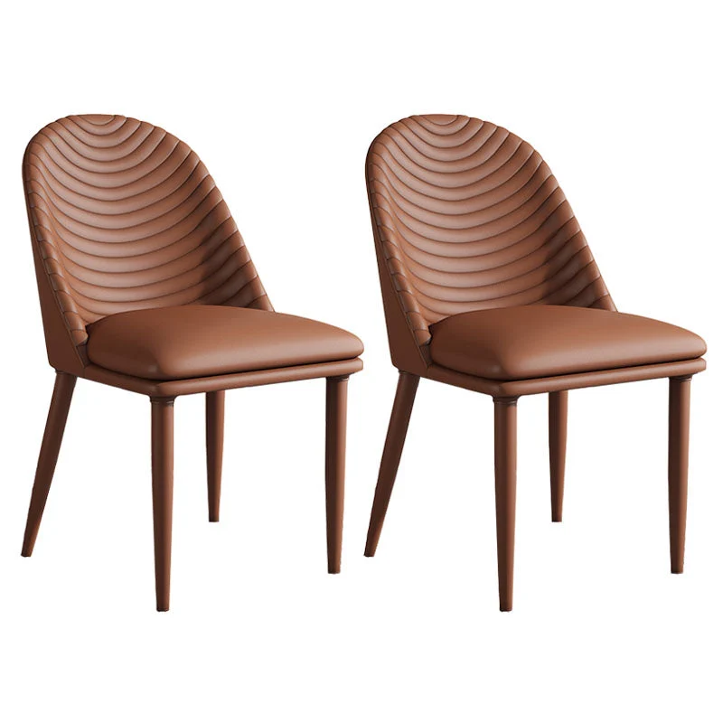 Minimalist Armless Solid Back Chair for Kitchen Leather Dining Chair