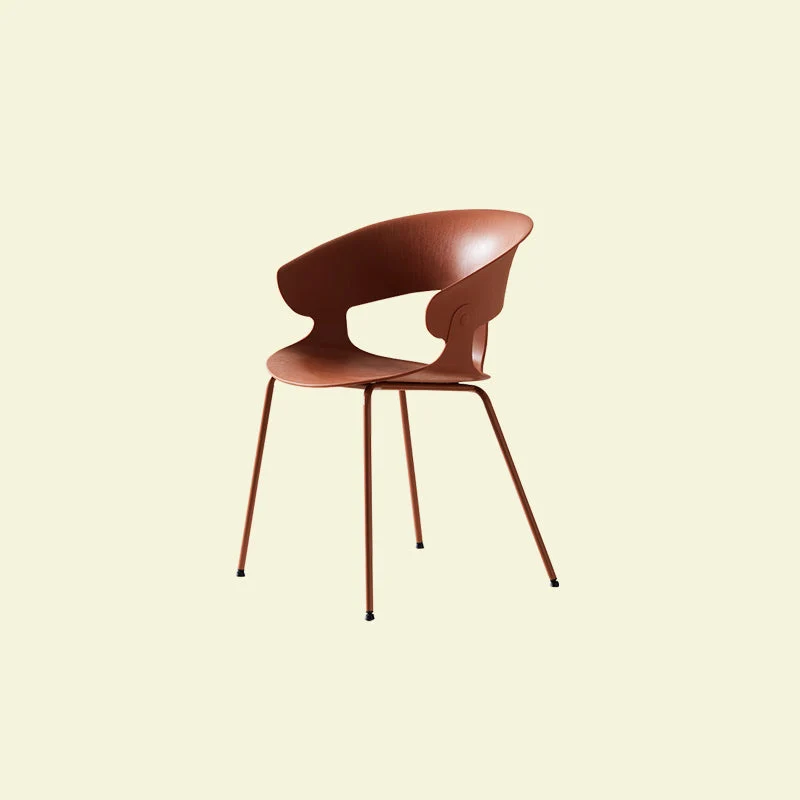 Contemporary Metal Legs Dining Chairs Plastic Open Back Dining Side Chair