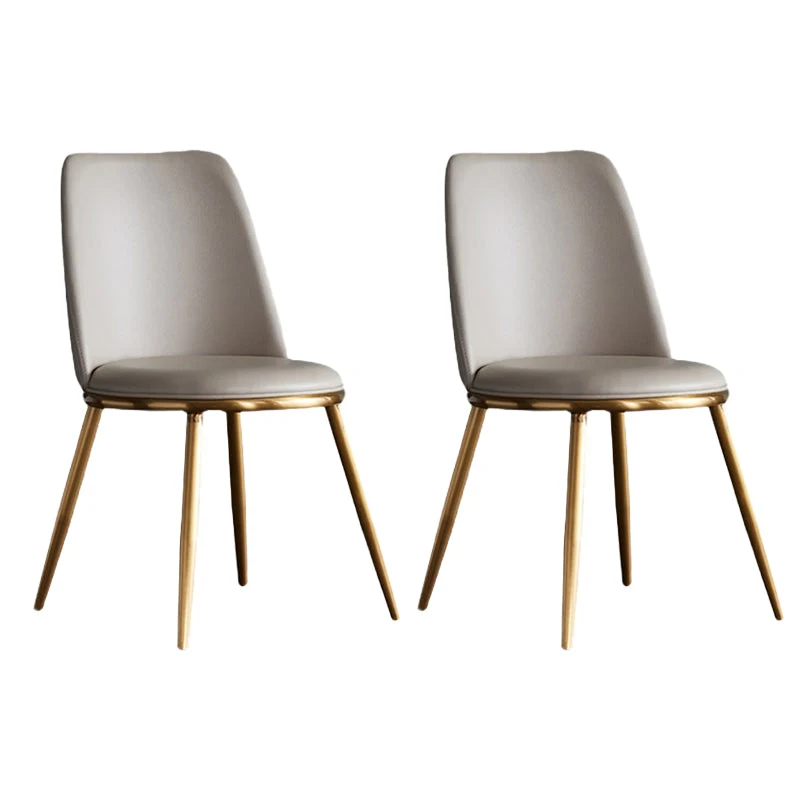 White Upholstered Dining Chair Kitchen Dining Chair with Metal Legs