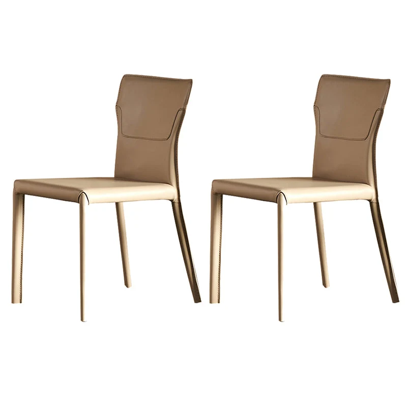 Metal Contemporary Home Side Chair with Leather Legs Matte Finish Dining Chair
