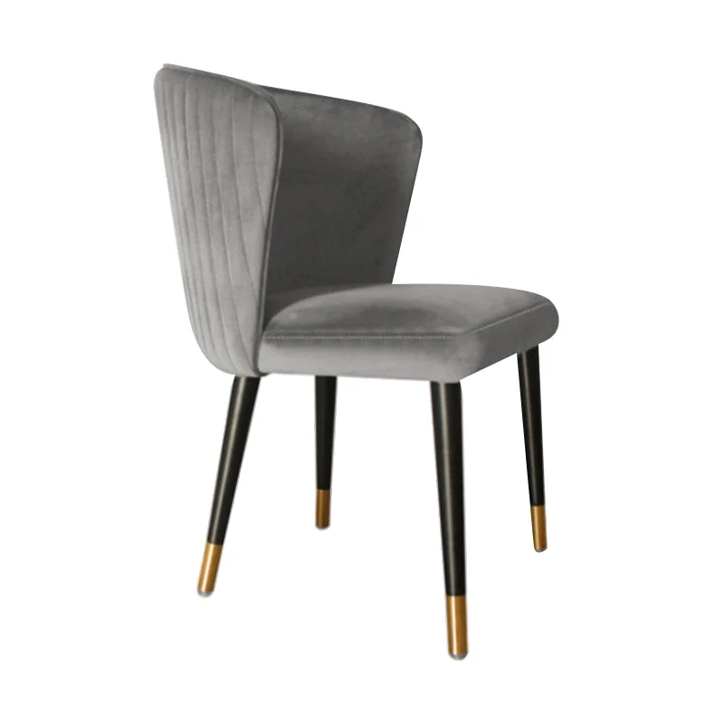 Nordic Glam Style Dining Chairs Armless Side Chairs with Wooden Legs