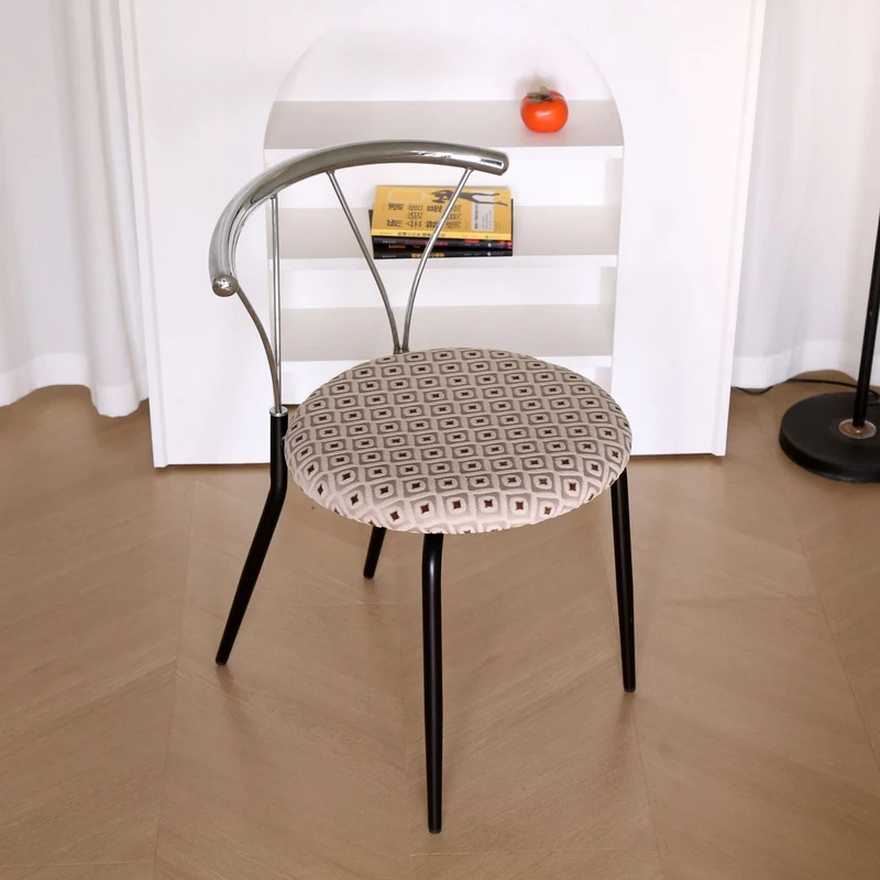 Contemporary Nordic Round Curved Backrest Stainless Steel Corduroy Dining Chair For Dining Room