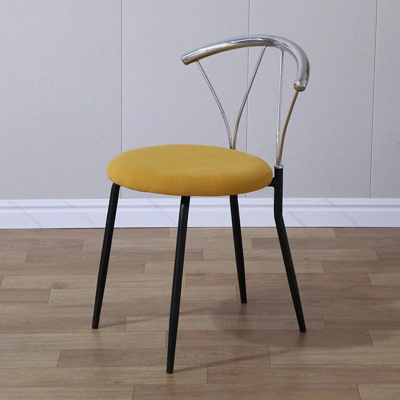 Contemporary Nordic Round Curved Backrest Stainless Steel Corduroy Dining Chair For Dining Room