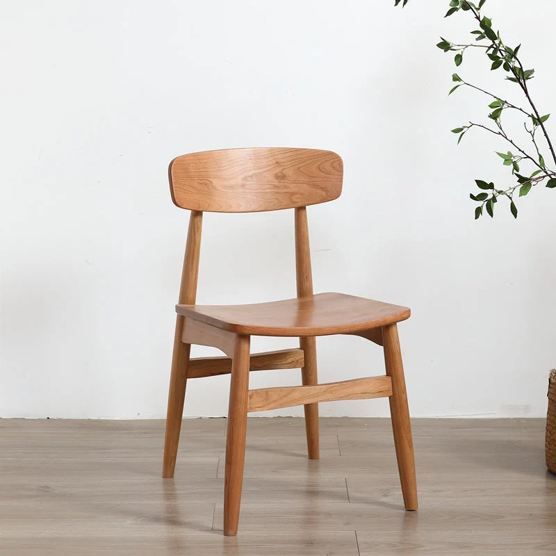 Traditional Vintage Square Cherry Wood Dining Chair Backrest Footrest For Dining Room