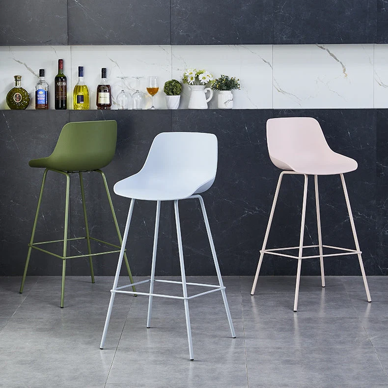 Contemporary Simplicity Curved Plastic Bar Stool Backrest Footrest For Dining Room