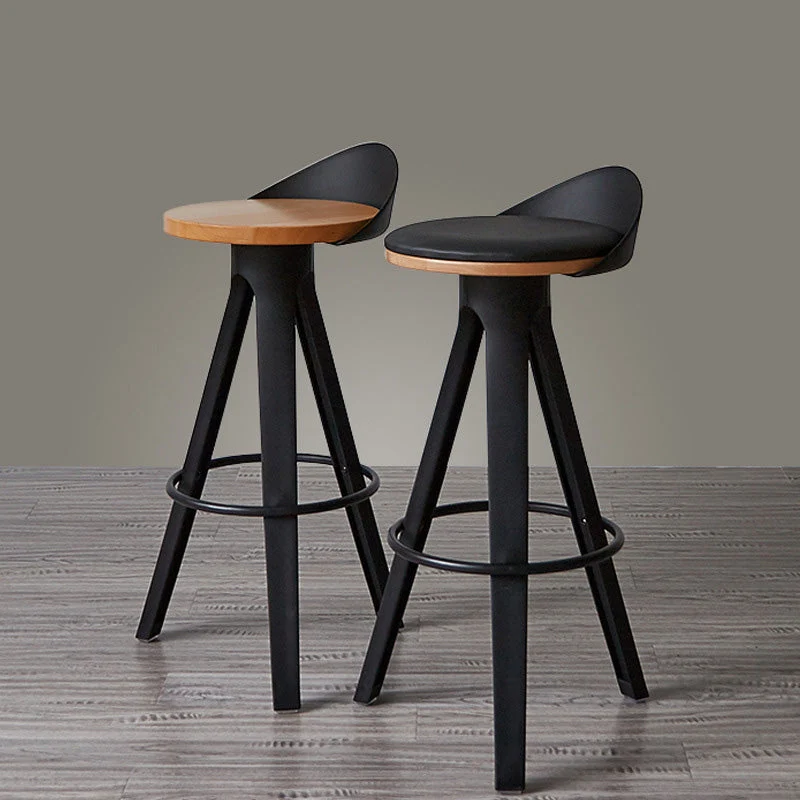 Modern Minimalist Round PP Iron Beech Wood PU Leather Bar Stool Three Legs High For Dining Room