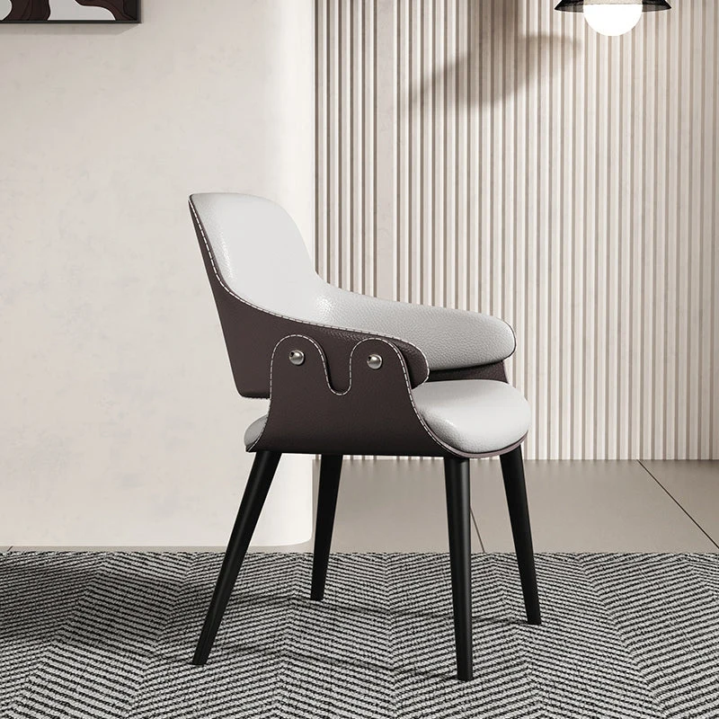 Contemporary Style Dining Chair Arm Dining Chair with Metal Legs for Kitchen