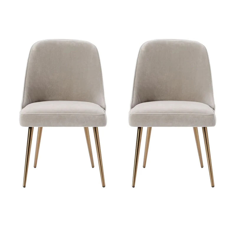 Gold Iron Legs Dining Chairs Glam Upholstered Low Back Side Chair