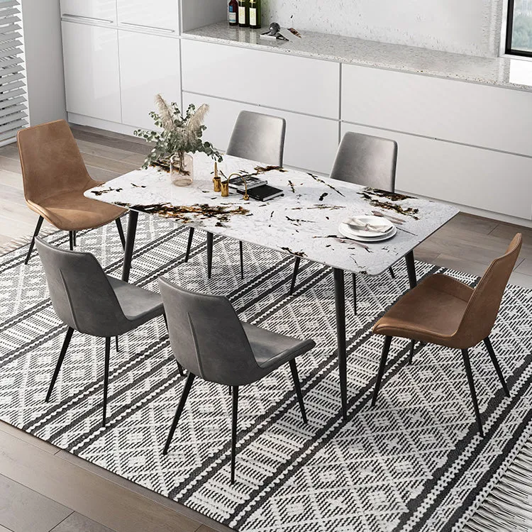 Rectangle 4 Legs Industrial Dining Table Fixed Table of Sintered Stone