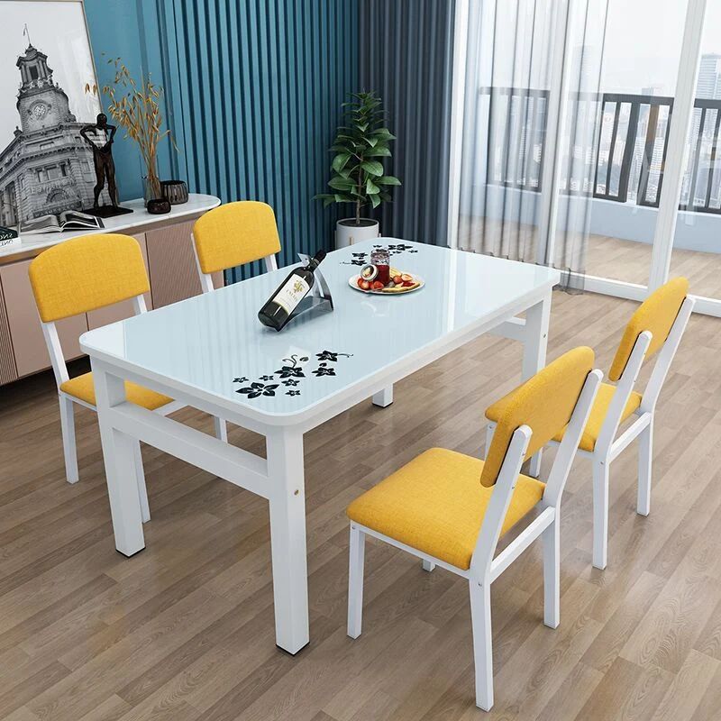 Modern White in Glass Counter Table Rectangle Dining Table for Kitchen