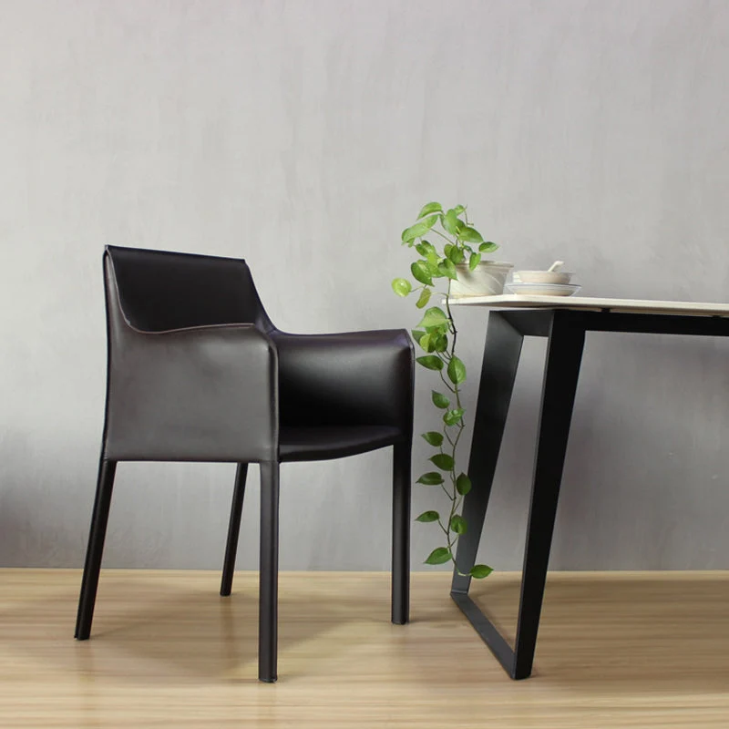 Faux Leather Dining Chairs Upholstered Modern Dining Arm Chair