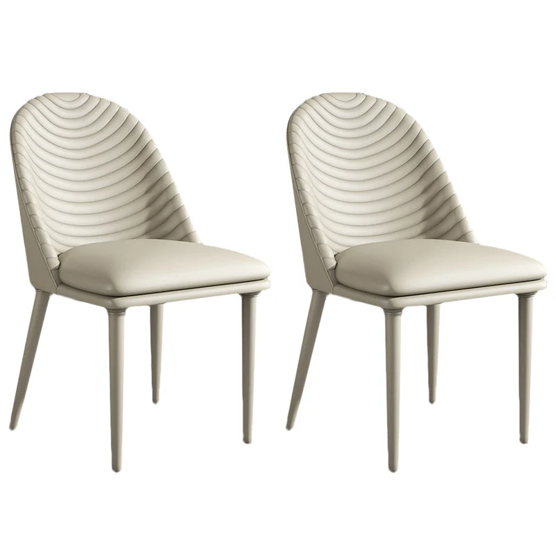 Modern Dining Room Side Chairs Faux Leather Armless Dining Chairs