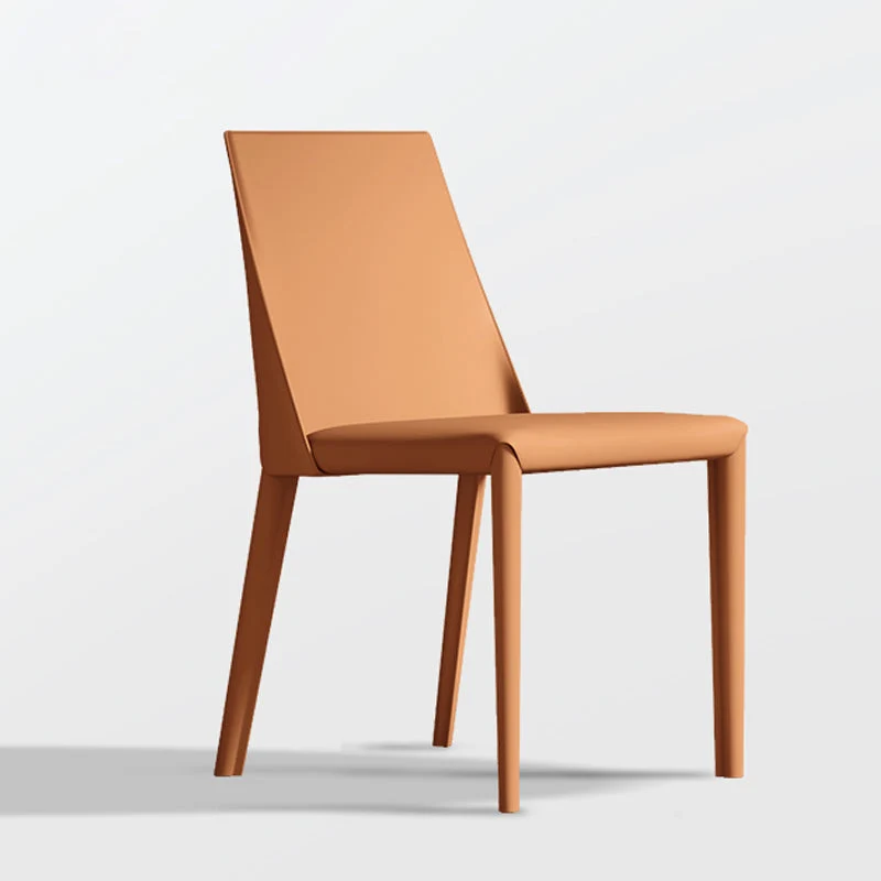 Matte Finish Modern Indoor Chair Faux Leather Solid Back Dining Chair