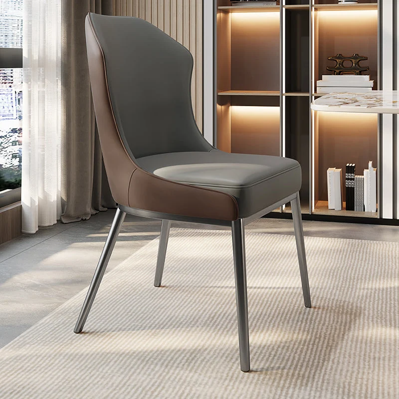 Contemporary Wingback Side Chair Faux Leather Armless Dining Chairs