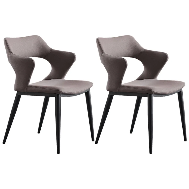 Industrial Dining Room Side Chairs Faux Leather Arm Open Chair for Kitchen