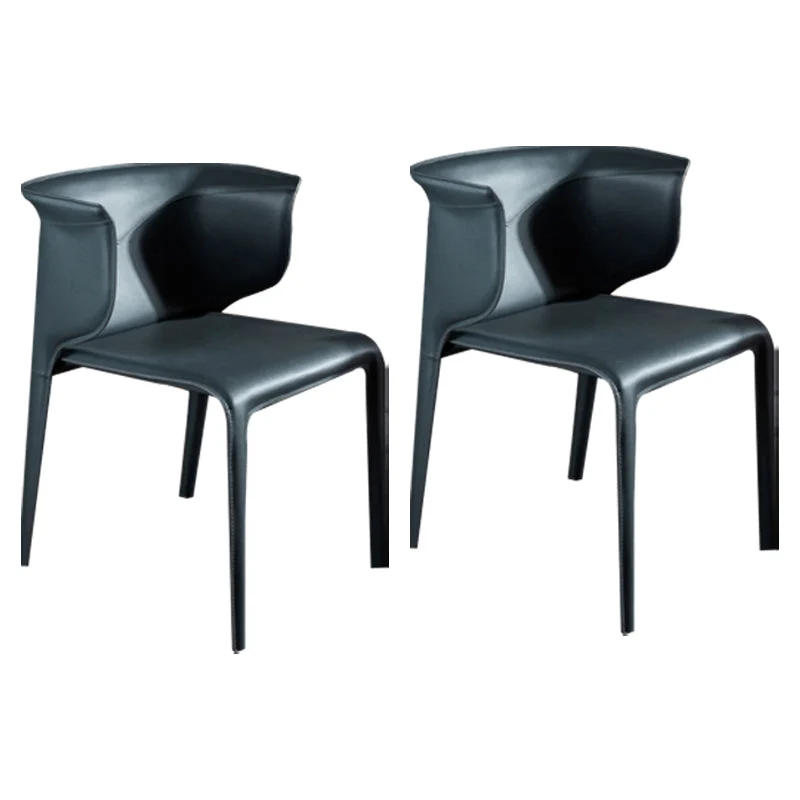 Faux Leather Dining Chair Modern Upholstered Chair with Metal Legs