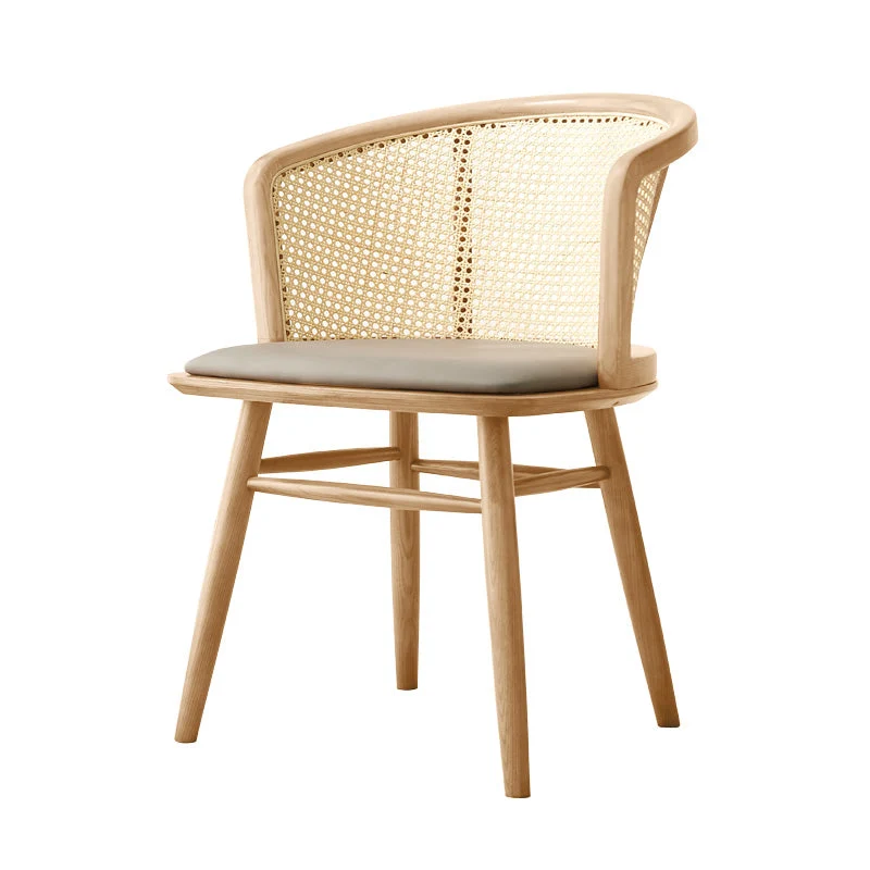 Traditional Style Dining Chair Solid Wood Cane Back Dining Armchair