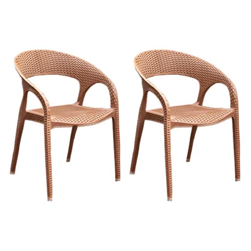 Contemporary Open Back Dining Chair Plastic Stackable Dining Arm Chair
