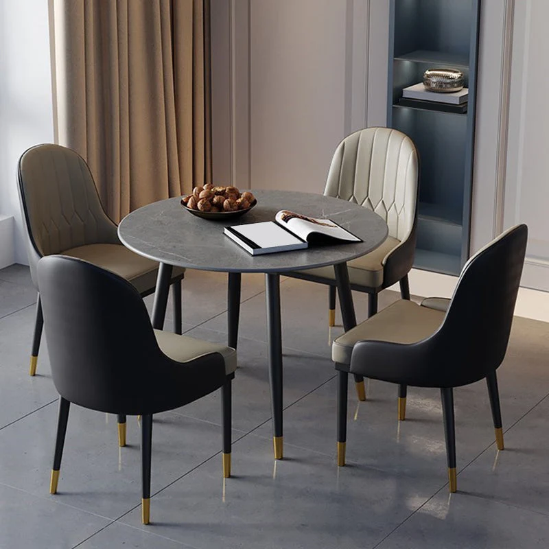 Industrial Style Dining Table Sintered Stone 4 Legs Table for Home