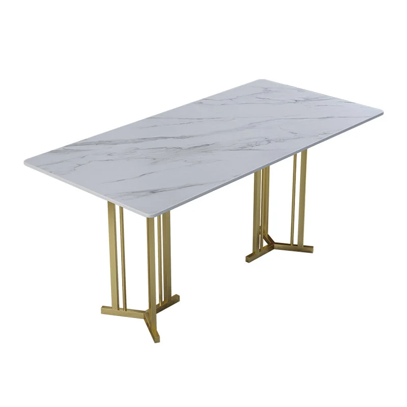 Sintered Stone Dining Table Traditional Luxury Home Use Table with Gold Frame