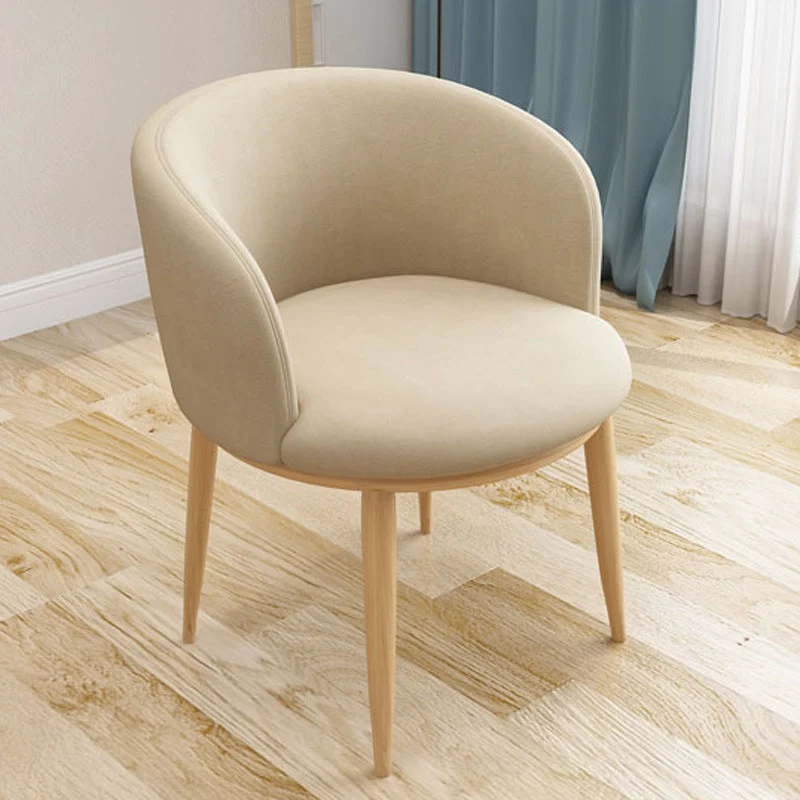 Contemporary Nordic Curved Velvet Upholstered Iron Legs Vanity Stool Backrest For Bedroom